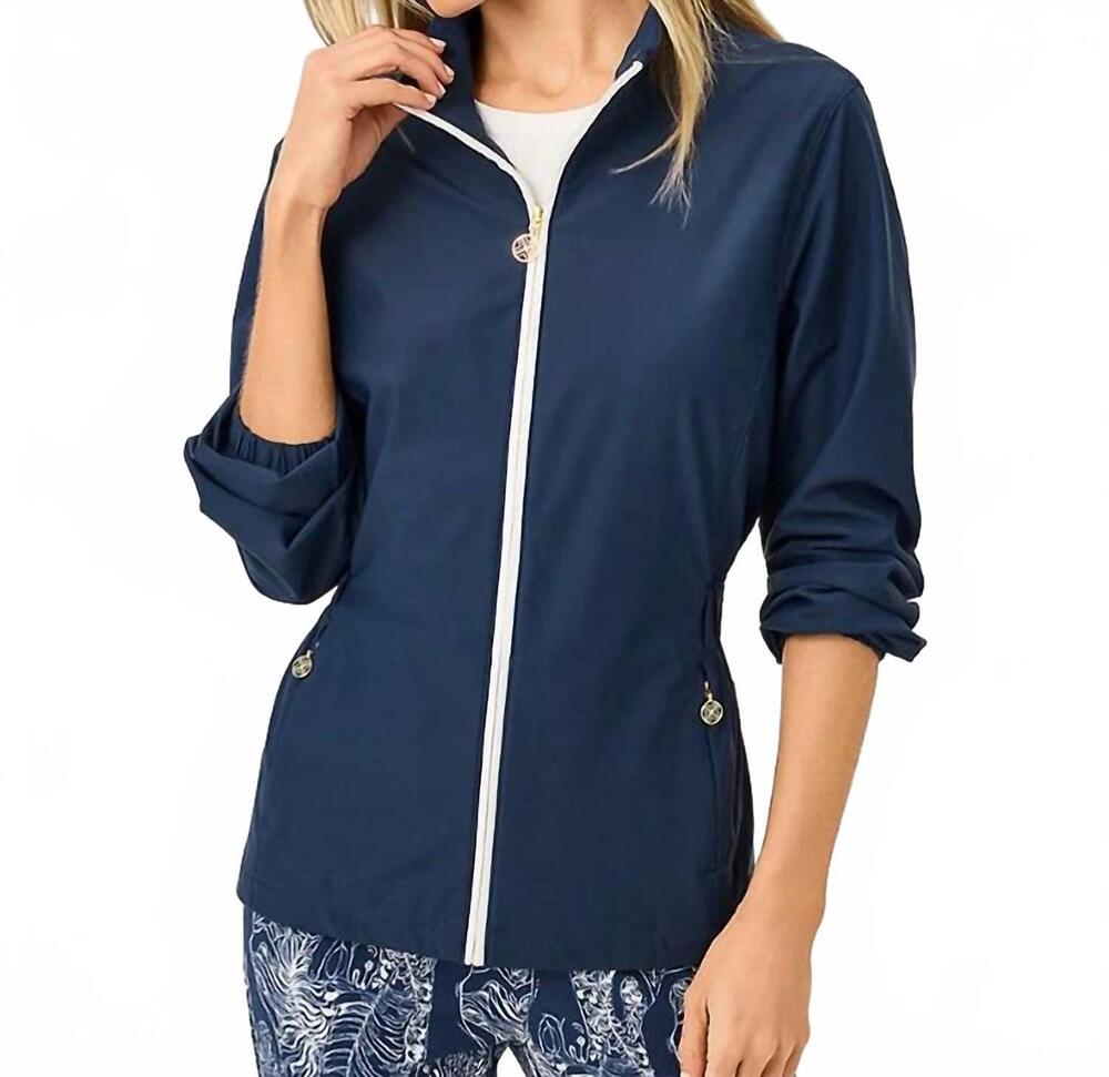 NEW LILLY PULITZER luxletic ainsley jacket in low tide navy